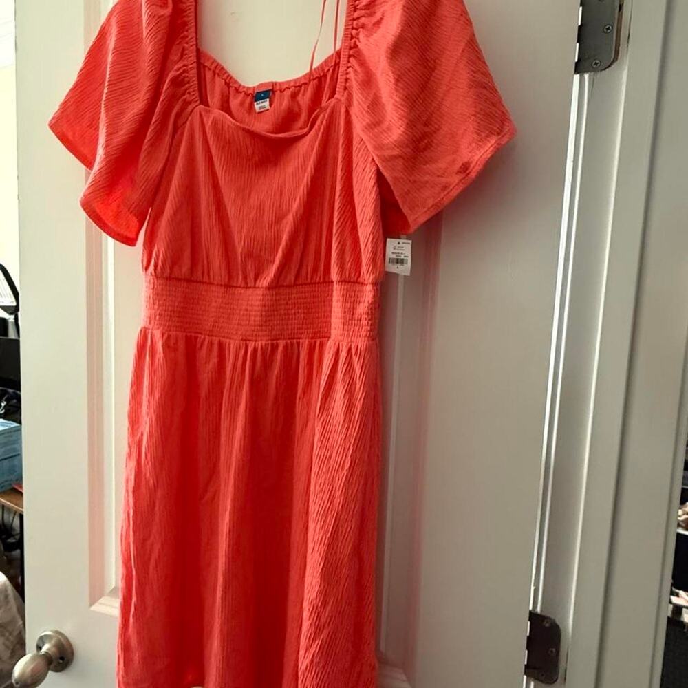Old navy orange midi dress ruffle sleeves size L
